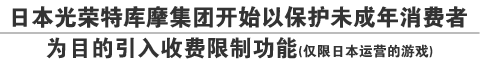 日本光荣特库摩集团开始以保护未成年消费者为目的引入收费限制功能